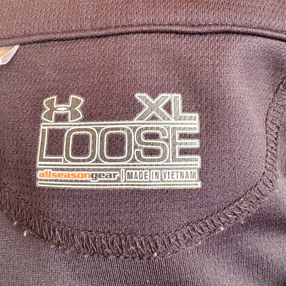 Under Armour All Season Gear 1/4 Zip Pullover XL Black Orange Piping Loose Fit - Picture 4 of 4